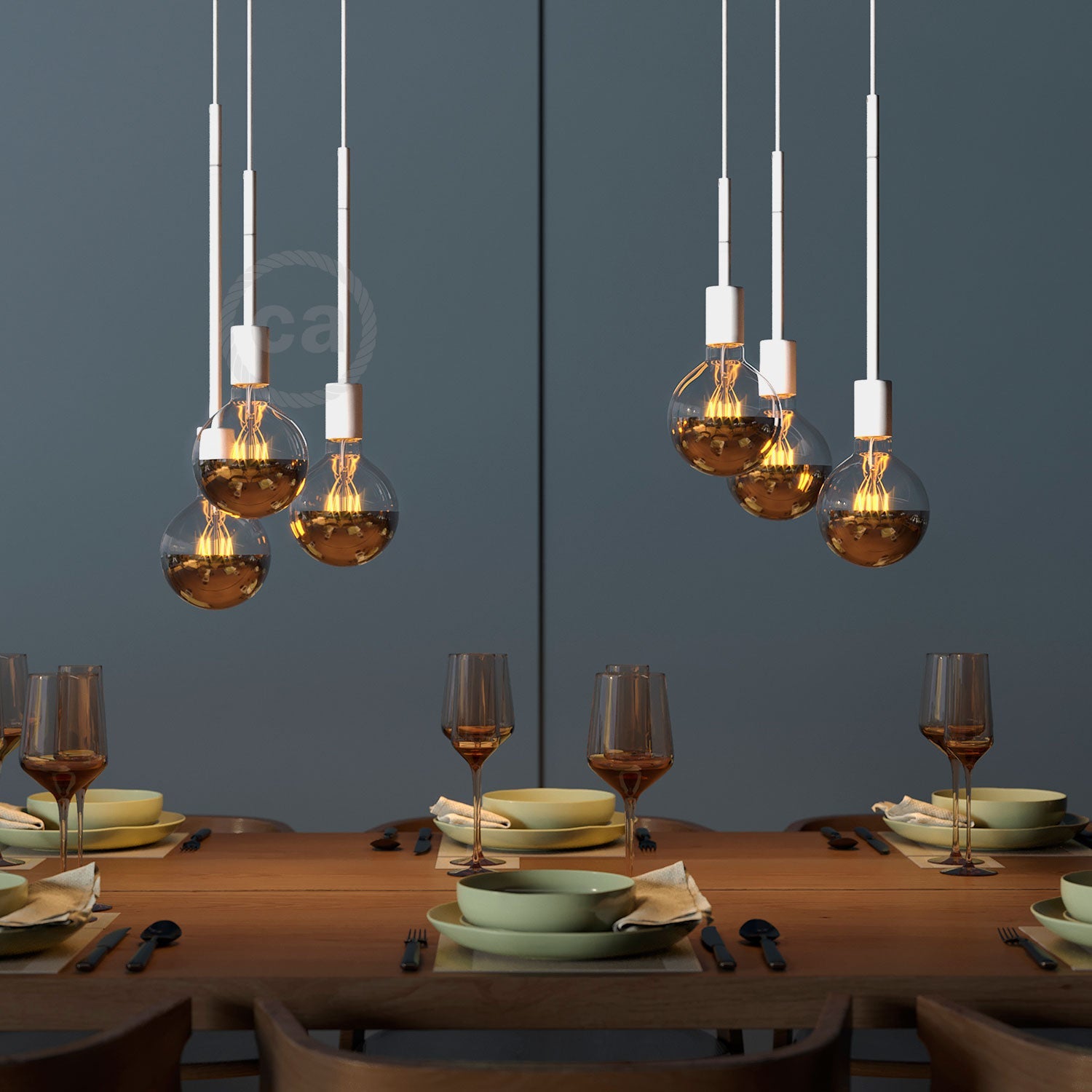 Tubo di estensione in metallo per lampade a sospensione o da tavolo - Bianco